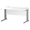Impulse 1400mm Rectangular Desk, Silver Cable Managed Leg, White
