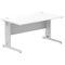 Impulse 1400mm Rectangular Desk, Silver Cable Managed Leg, White