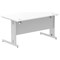 Impulse 1400mm Rectangular Desk, Silver Cable Managed Leg, White