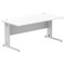 Impulse 1600mm Rectangular Desk, Silver Cable Managed Leg, White