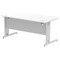 Impulse 1600mm Rectangular Desk, Silver Cable Managed Leg, White