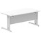 Impulse 1600mm Rectangular Desk, Silver Cable Managed Leg, White