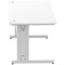 Impulse 1800mm Rectangular Desk, Silver Cable Managed Leg, White