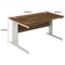 Impulse Plus Wave Desk, Left Hand, 1400mm Wide, Silver Cable Managed Legs, Walnut, Installed