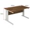 Impulse Plus Wave Desk, Left Hand, 1600mm Wide, Silver Cable Managed Legs, Walnut, Installed