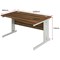 Impulse Plus Wave Desk, Right Hand, 1600mm Wide, Silver Cable Managed Legs, Walnut