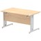 Impulse 1400mm Rectangular Desk, Silver Cable Managed Leg, Maple