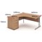 Impulse 1600mm Corner Desk with 600mm Desk High Pedestal, Left Hand, Silver Cantilever Leg, Beech