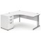 Impulse 1600mm Corner Desk with 600mm Desk High Pedestal, Left Hand, Silver Cantilever Leg, White