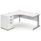 Impulse Corner Desk with 600mm Pedestal, Left Hand, 1600mm Wide, Silver Legs, White, Installed