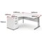 Impulse Corner Desk with 600mm Pedestal, Left Hand, 1600mm Wide, Silver Legs, White, Installed