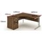 Impulse Corner Desk with 600mm Pedestal, Left Hand, 1600mm Wide, Silver Legs, Walnut, Installed