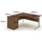 Impulse 1600mm Corner Desk with 600mm Desk High Pedestal, Left Hand, Silver Cantilever Leg, Walnut