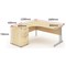 Impulse 1600mm Corner Desk with 600mm Desk High Pedestal, Left Hand, Silver Cantilever Leg, Maple