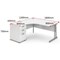 Impulse Corner Desk with 600mm Pedestal, Left Hand, 1800mm Wide, Silver Legs, White, Installed