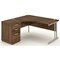 Impulse Corner Desk with 600mm Pedestal, Left Hand, 1800mm Wide, Silver Legs, Walnut, Installed