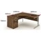 Impulse 1800mm Corner Desk with 600mm Desk High Pedestal, Left Hand, Silver Cantilever Leg, Walnut