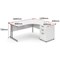 Impulse Corner Desk with 600mm Pedestal, Right Hand, 1600mm Wide, Silver Legs, White, Installed