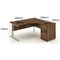 Impulse Corner Desk with 600mm Pedestal, Right Hand, 1600mm Wide, Silver Legs, Walnut, Installed