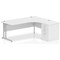 Impulse 1800mm Corner Desk with 600mm Desk High Pedestal, Right Hand, Silver Cantilever Leg, White