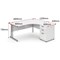 Impulse Corner Desk with 600mm Pedestal, Right Hand, 1800mm Wide, Silver Legs, White, Installed