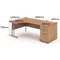 Impulse Corner Desk with 800mm Pedestal, Left Hand, 1600mm Wide, Silver Legs, Beech, Installed