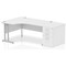 Impulse 1600mm Corner Desk with 800mm Desk High Pedestal, Left Hand, Silver Cantilever Leg, White
