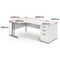 Impulse Corner Desk with 800mm Pedestal, Left Hand, 1600mm Wide, Silver Legs, White, Installed