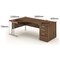 Impulse 1600mm Corner Desk with 800mm Desk High Pedestal, Left Hand, Silver Cantilever Leg, Walnut