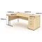 Impulse 1600mm Corner Desk with 800mm Desk High Pedestal, Left Hand, Silver Cantilever Leg, Maple