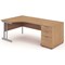 Impulse Corner Desk with 800mm Pedestal, Left Hand, 1800mm Wide, Silver Legs, Beech, Installed
