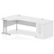 Impulse 1800mm Corner Desk with 800mm Desk High Pedestal, Left Hand, Silver Cantilever Leg, White