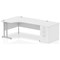 Impulse 1800mm Corner Desk with 800mm Desk High Pedestal, Left Hand, Silver Cantilever Leg, White Impulse 1800mm Corner Desk with 800mm Desk High Pedestal, Left Hand, Silver Cantilever Leg, White