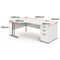 Impulse Corner Desk with 800mm Pedestal, Left Hand, 1800mm Wide, Silver Legs, White, Installed