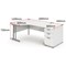 Impulse 1800mm Corner Desk with 800mm Desk High Pedestal, Left Hand, Silver Cantilever Leg, White