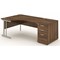 Impulse Corner Desk with 800mm Pedestal, Left Hand, 1800mm Wide, Silver Legs, Walnut, Installed