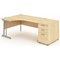Impulse Corner Desk with 800mm Pedestal, Left Hand, 1800mm Wide, Silver Legs, Maple, Installed