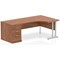 Impulse 1600mm Corner Desk with 800mm Desk High Pedestal, Right Hand, Silver Cantilever Leg, Walnut