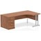 Impulse 1600mm Corner Desk with 800mm Desk High Pedestal, Right Hand, Silver Cantilever Leg, Walnut Impulse 1600mm Corner Desk with 800mm Desk High Pedestal, Right Hand, Silver Cantilever Leg, Walnut