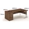 Impulse Corner Desk with 800mm Pedestal, Right Hand, 1600mm Wide, Silver Legs, Walnut, Installed