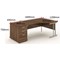 Impulse 1600mm Corner Desk with 800mm Desk High Pedestal, Right Hand, Silver Cantilever Leg, Walnut