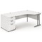 Impulse Corner Desk with 800mm Pedestal, Right Hand, 1800mm Wide, Silver Legs, White, Installed