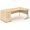 Impulse Corner Desk with 800mm Pedestal, Right Hand, 1800mm Wide, Silver Legs, Maple, Installed