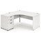 Impulse Panel End Corner Desk with 600mm Pedestal, Left Hand, 1600mm Wide, White, Installed