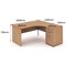 Impulse Panel End Corner Desk with 600mm Pedestal, Right Hand, 1600mm Wide, Beech, Installed