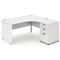 Impulse Panel End Corner Desk with 600mm Pedestal, Right Hand, 1600mm Wide, White, Installed