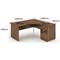 Impulse Panel End Corner Desk with 600mm Pedestal, Right Hand, 1600mm Wide, Walnut, Installed