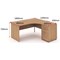 Impulse 1800mm Corner Desk with 600mm Desk High Pedestal, Right Hand, Panel End Leg, Beech