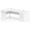 Impulse 1600mm Corner Desk with 800mm Desk High Pedestal, Left Hand, Panel End Leg, White