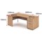 Impulse 1800mm Corner Desk with 800mm Desk High Pedestal, Left Hand, Panel End Leg, Beech